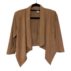 Brown‎ Faux Suede Waterfall Cardigan Western Jacket Mimi Chica Women's S